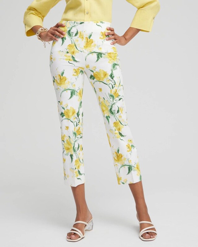 Juliet Floral Straight Cropped Pants - image 1
